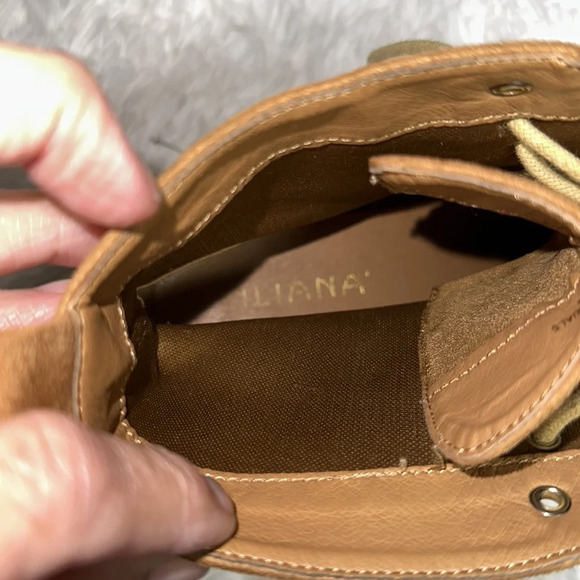 Lilliana Moto Boots Tan with little studs Lace up - Picture 7 of 9